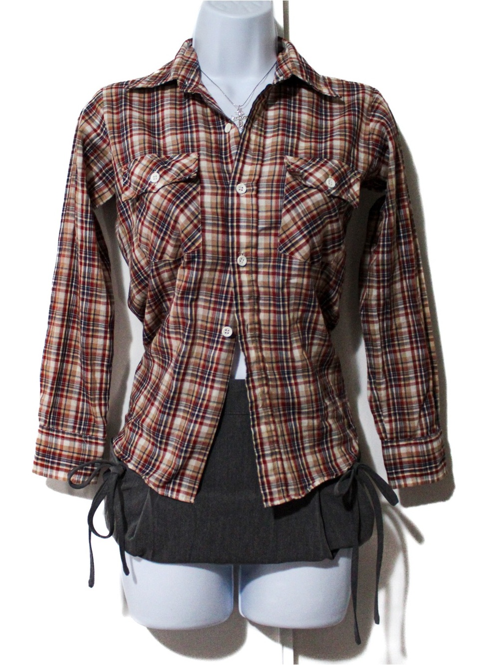 Vintage Montgomery Ward Plaid Button Down Shirt Size 12